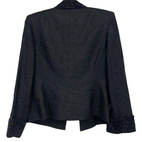 Lulu Bravo 8 Medium 100% Linen Blazer Beaded Single Breasted Elegant One Button - Picture 6 of 7